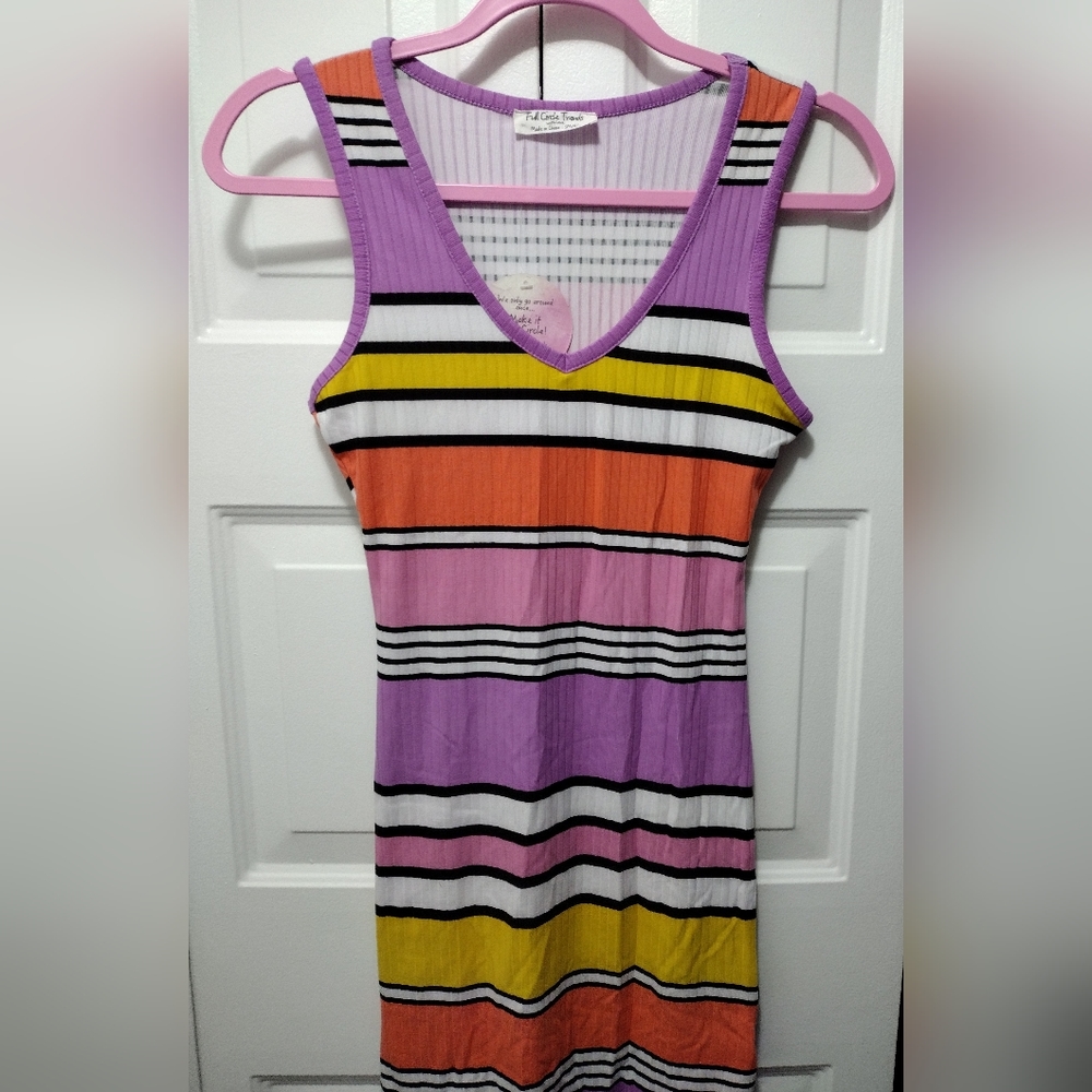 Full Circle Thread Rib Knit Striped Tank Dress - Picture 3 of 4